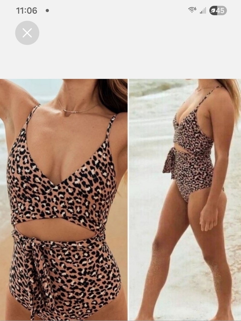 Aerie Brown Black Leopard Print One Piece Swimsuit. Size L